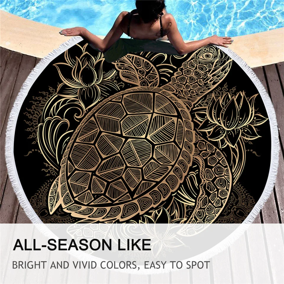 Постельное белье черепахи богемный гобелен с кисточками цветок круглый пляжное