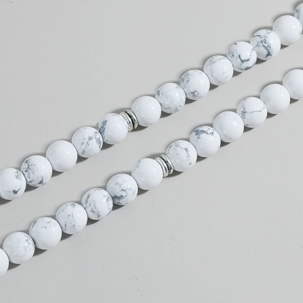 Женский браслет 8 мм белый Howlite с лотосом Ом Будда Шарм Йога мужской 108 мала бусины