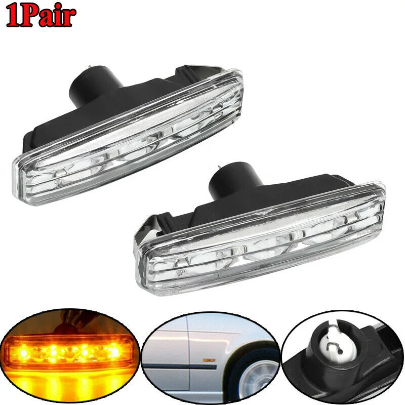 Pair Car LED Turn Signal Indicator Lamp Side Marker Light Warning Accessories 63148360589 For BMW 5Series E39 1997-2003 | Автомобили и