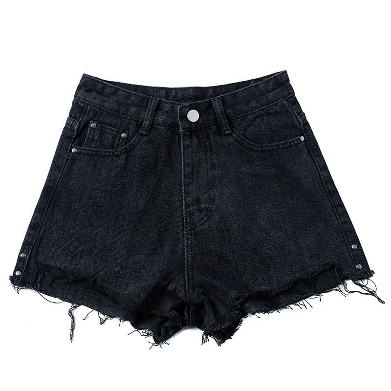 

Denim Shorts Women Sexy High Waist Buttons Pockets Slim Fit Shorts 2021 Summer Beach GRAY22
