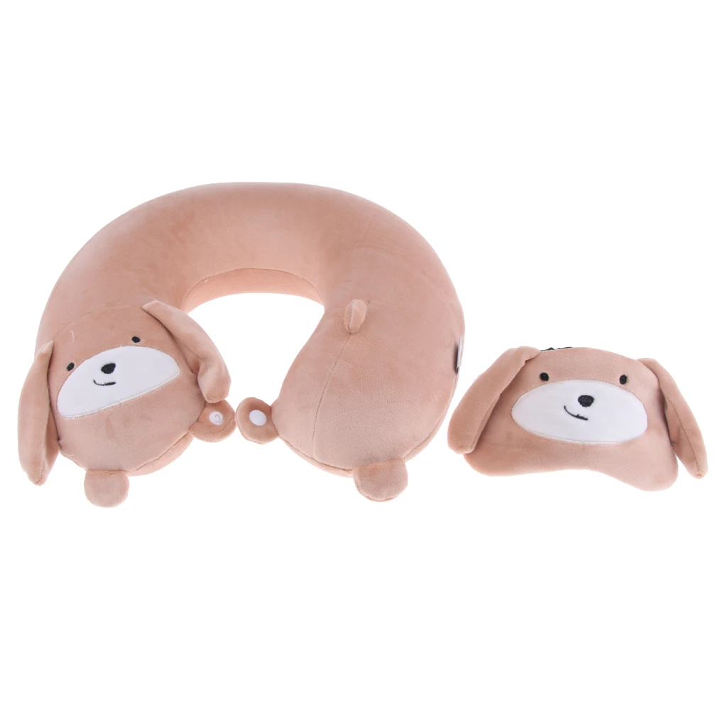 

U-shaped Travel Pillow Neck Support Head Rest Airplane Cushion with Eye Mask for Home Office Shop Airplane Use