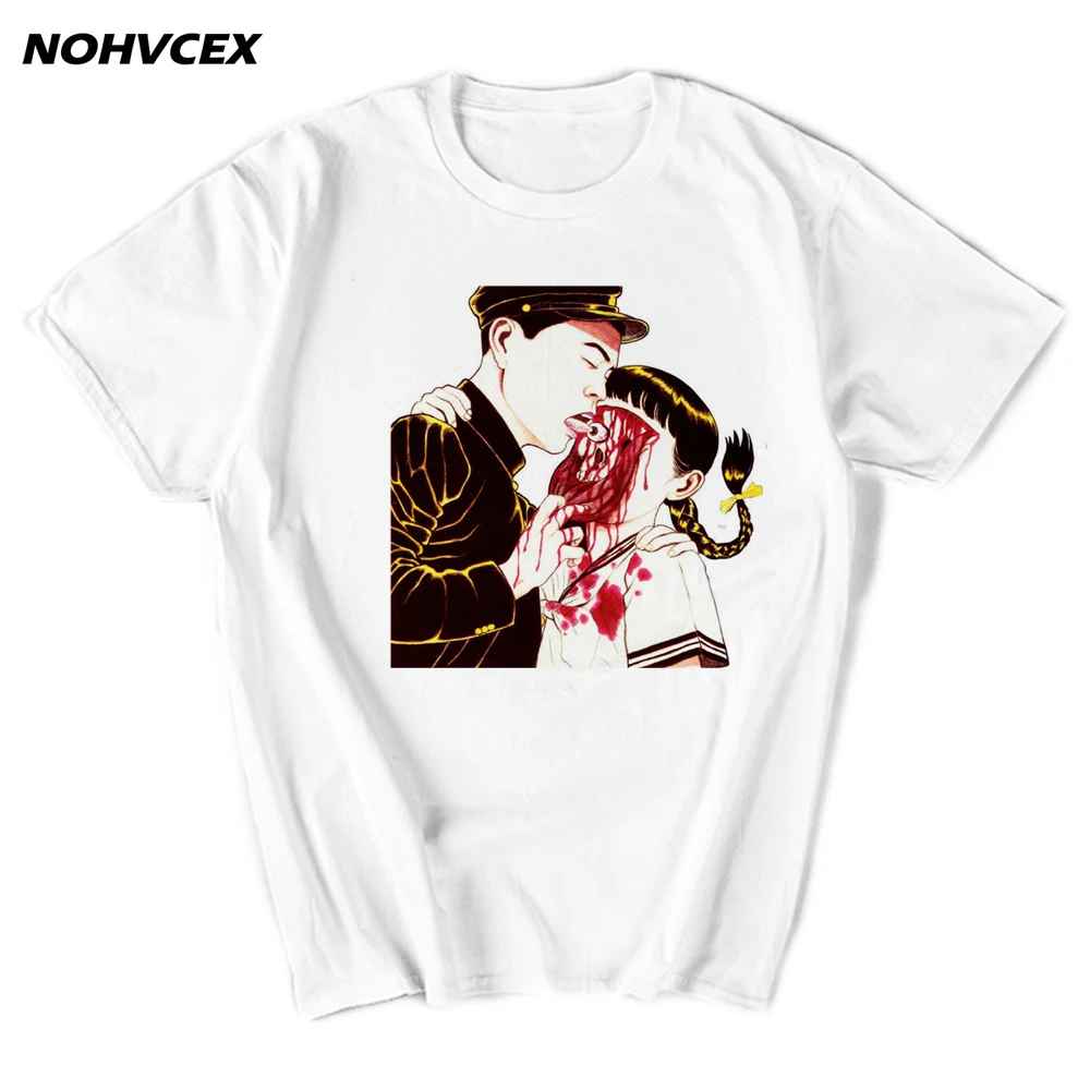 Футболка Junji Ito новинка топы с рукавами в стиле Харадзюку глазным яблоком лаком