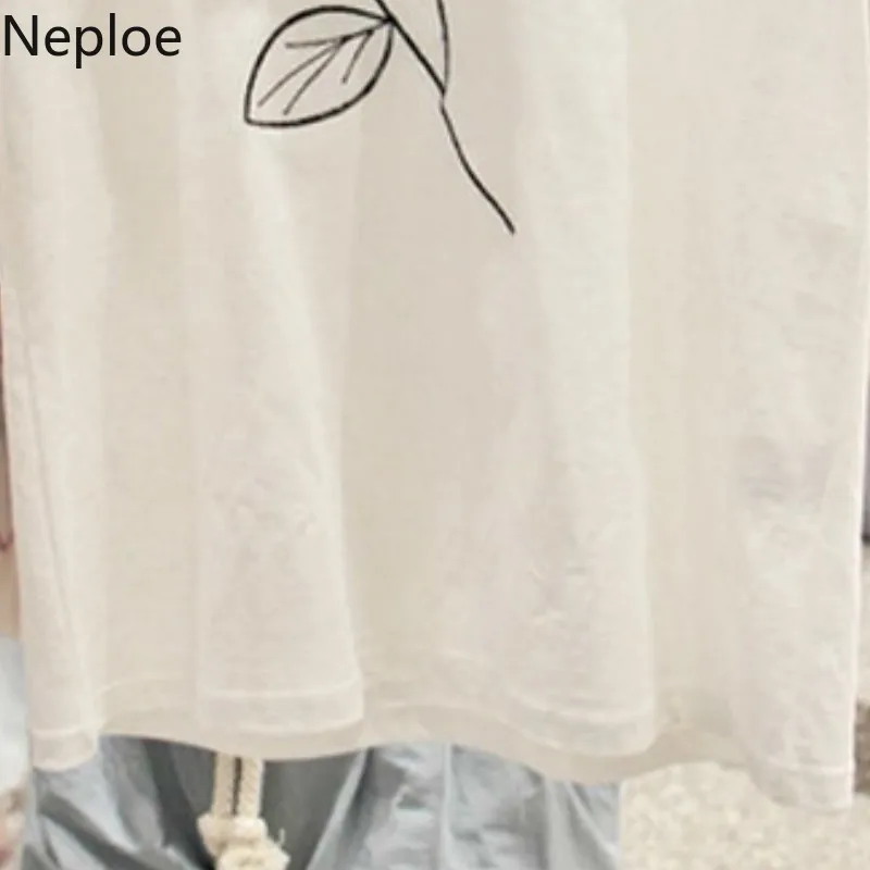 Neploe трехмерные цветочные женские футболки 2019 новые с круглым вырезом и коротким