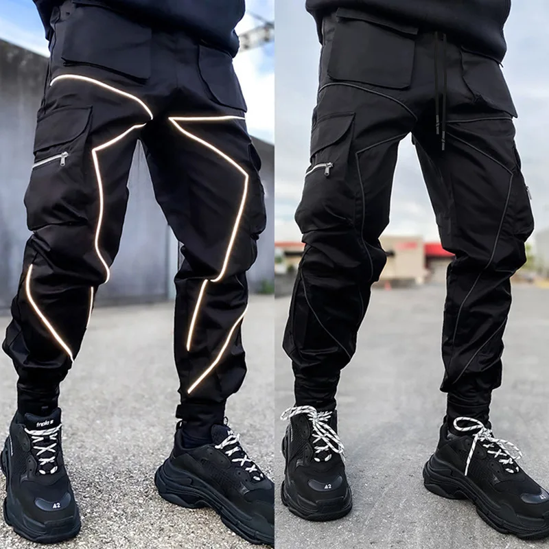 

Men Pants 2020 Hip Hop Streetwear Joggers Sweatpants Casual Reflective Harem Trousers Harajuku Autumn Cargo Pants Men Clothing