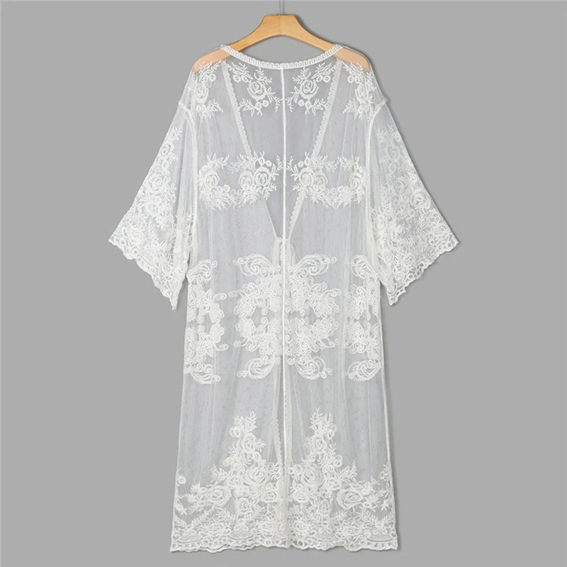 Новинка Пляжная накидка с длинным рукавом кружевные вязаные крючком летние