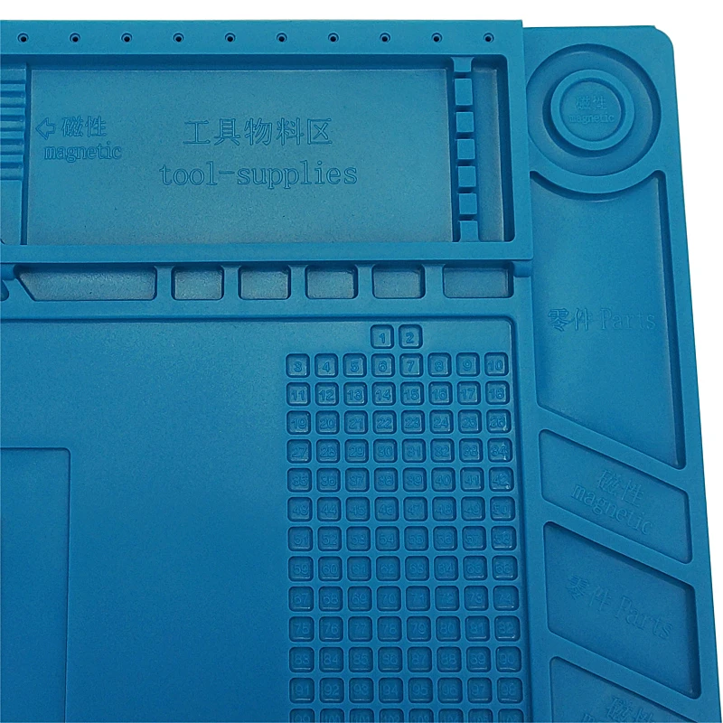 

45x30cm Heat Insulation Silicon Pad Desk Mat Maintenance Platform with Magnetic Section