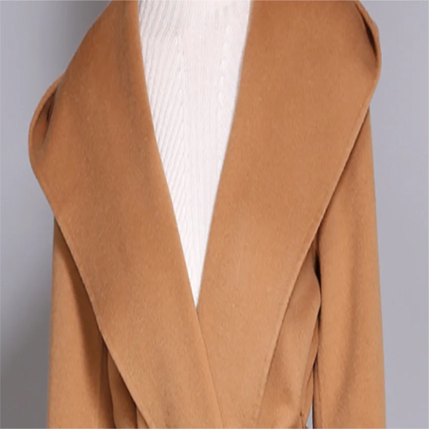 Классическое черное пальто длинное зимнее женское Шерстяное Пальто и куртки с