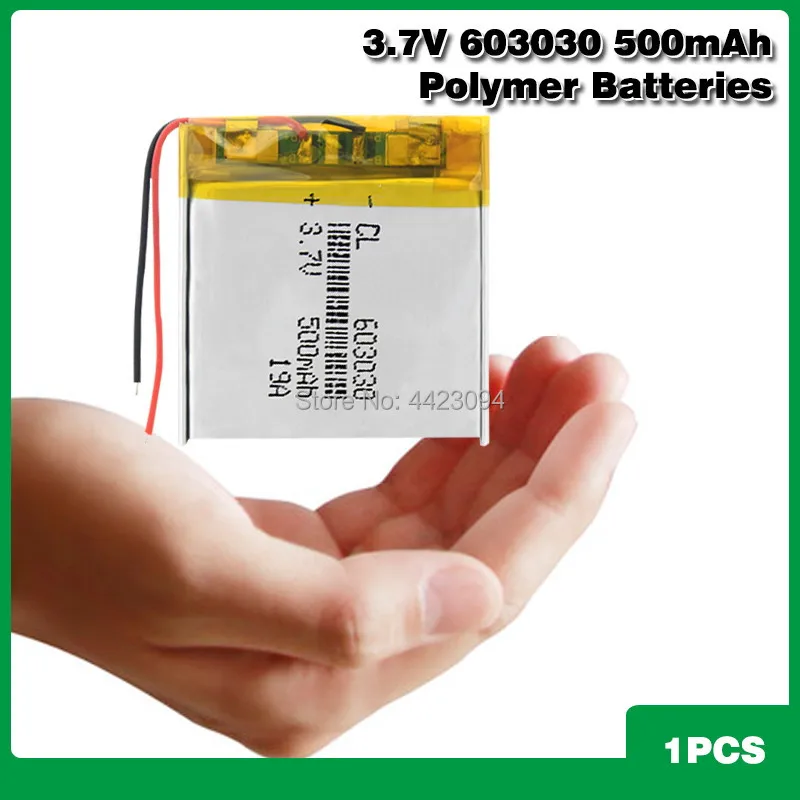 

3.7V 500mAh 603030 Lithium Polymer Li-Po li ion Rechargeable Battery For toys speaker Tachograph MP3 MP4 GPS Bluetooth Lipo cell
