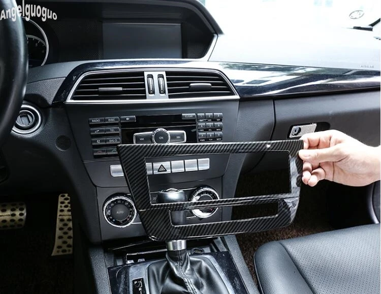 ABS углеродное волокно/хром для Mercedes Benz C class W204 2010-14 Автомобильная центральная консоль CD панель кнопки рамка отделка стикер