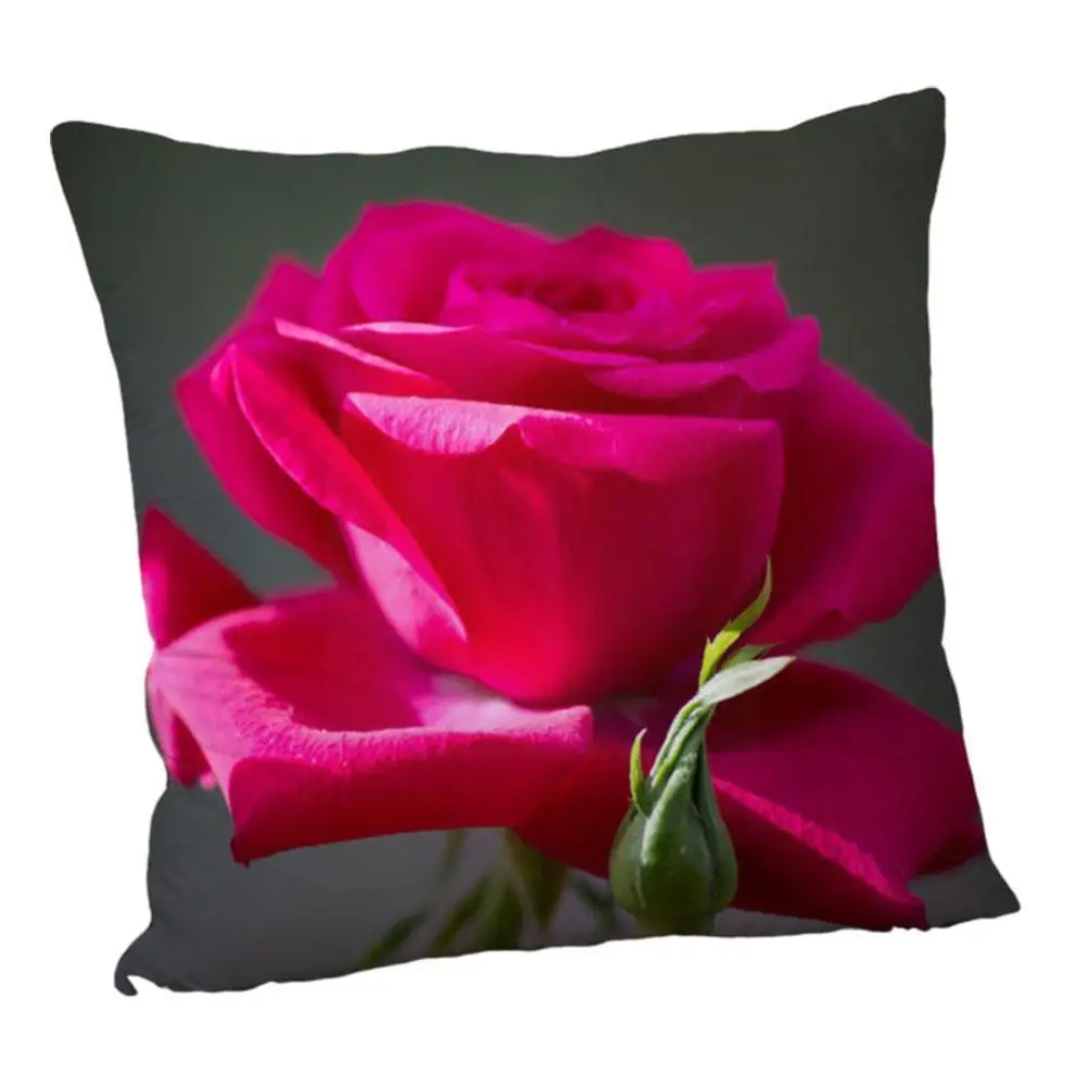 

Flowers Red Rose Pillow Cover Peach Skin Pillow Case For Living Pillowcase Home Room 45X45cm Modern Decorative V2O2