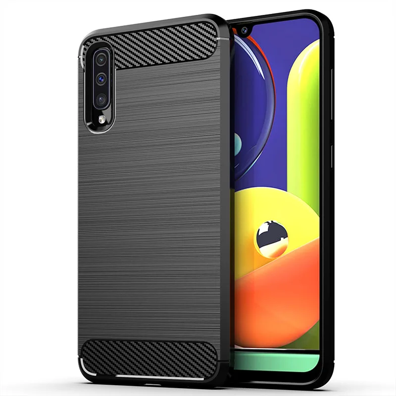 Чехол для телефона для samsung Galaxy A50S защита из углеродного волокна узор силиконовый Ударопрочный Мягкий