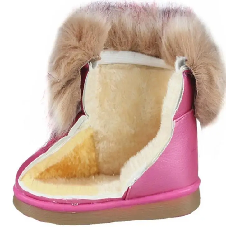 

Children Casual Shoes Rabbit Fur Winter Martin Boots Boys Girls Shoes Fashion Leather Soft Antislip Warm Snow Boots EU 21-30