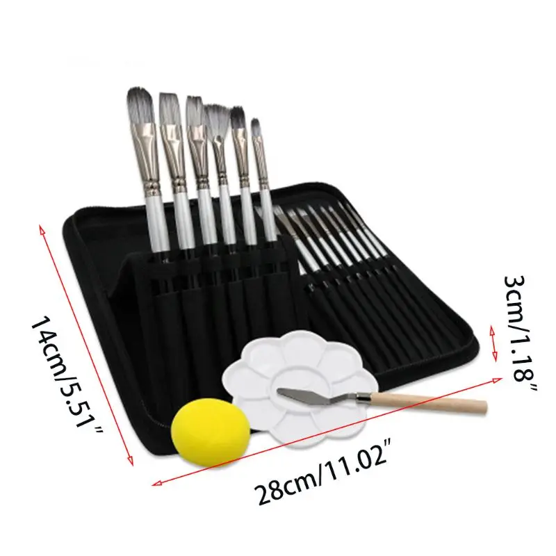 

15pcs Professional Oil Paint Brush with Palette Canvas Bag for Watercolor Acrylic Painting Art Supplies Wooden Handle