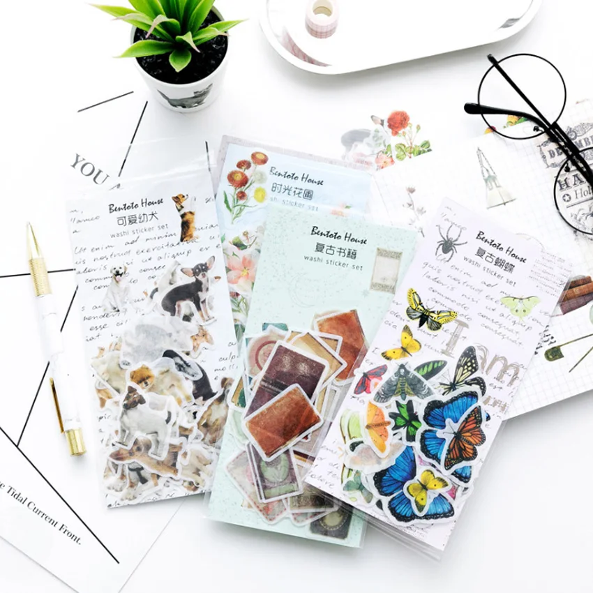 1 пакеты/партия с принтом милых животных и растений Ретро предметы канцелярские