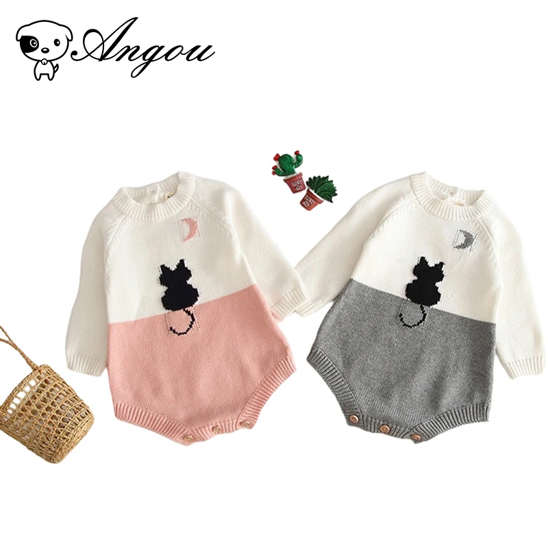 

Angou Spring 2021 Baby Boys Girls Rompers Baby Kids Clothes Long Sleeve Newborn Knitted Romper Clothing Jumpsuit Infant Clothes
