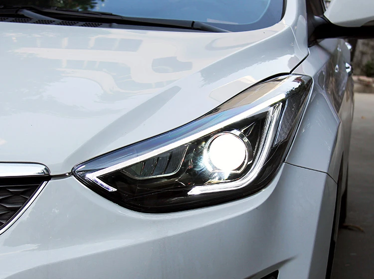 Автомобильная фара ангельские глазки для Hyundai фары hundai Elantra 2012-2018 Bi-Xenon объектив