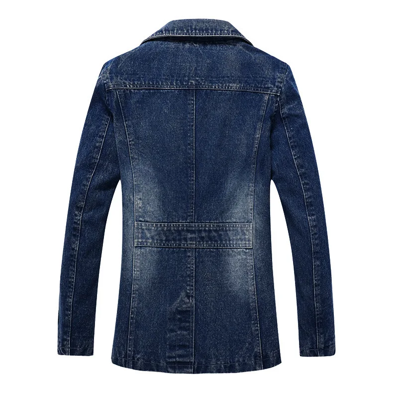 

Spring and autumn men's windbreaker mid long fashion urban Lapel jeans casual jacket men's jeans jacket fashion