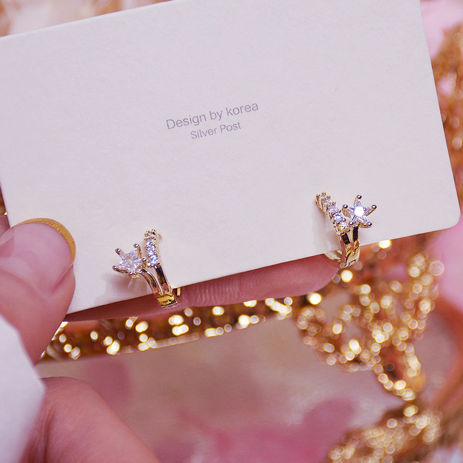 

JUWANG Luxury Zircon star 14K Plated Gold Plated Leave Earring Delicate Micro Inlaid Cubic Zircon Stud Earrings Wedding Jewelry