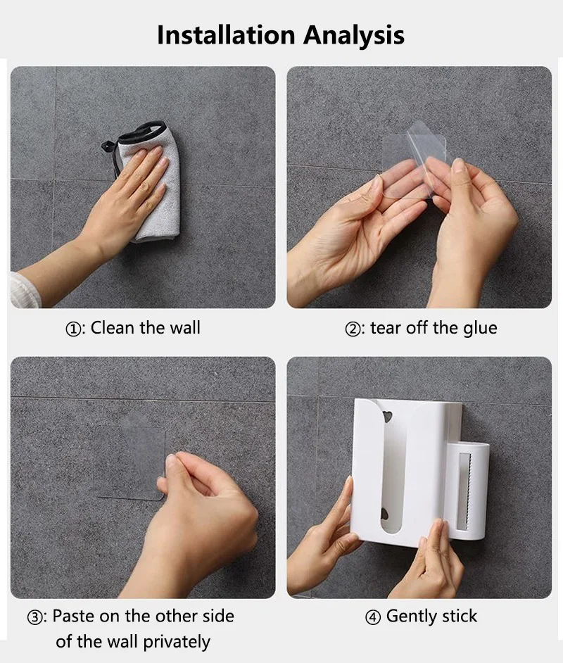 

Home Tissue Box Wall Mounted Self Adhesive Tissue Box PP Napkin Holder Garbage Bag Dispenser Storage Rack Bathroom Organizer