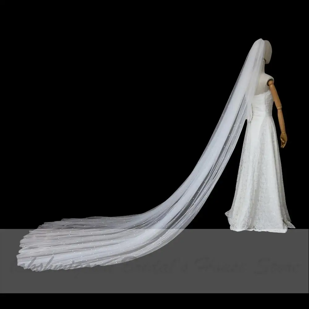 

Lakshmigown Luxury Pearls 3m Wedding Long Veil with Comb Gothic Bridal 2020 Accessoires Mariage