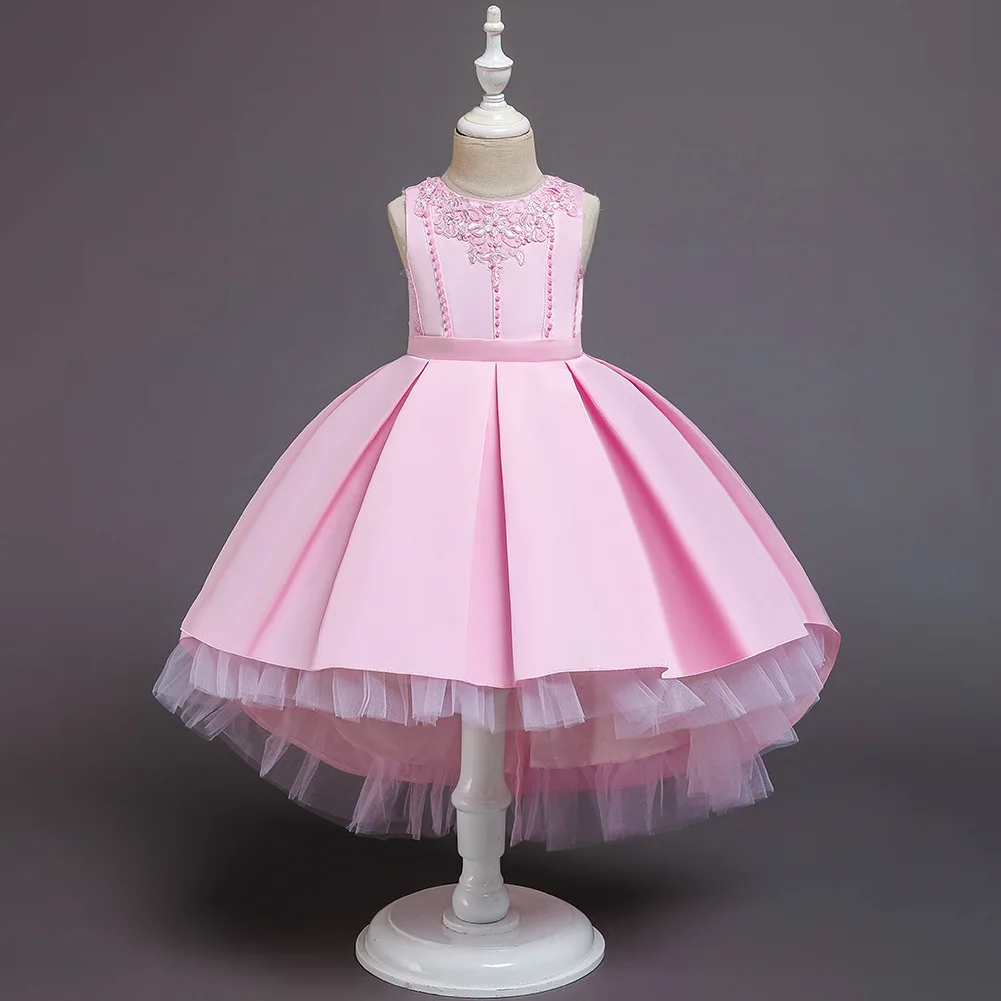 Платье для девочек с вышитым бисером шлейфом Детские платья без рукавов