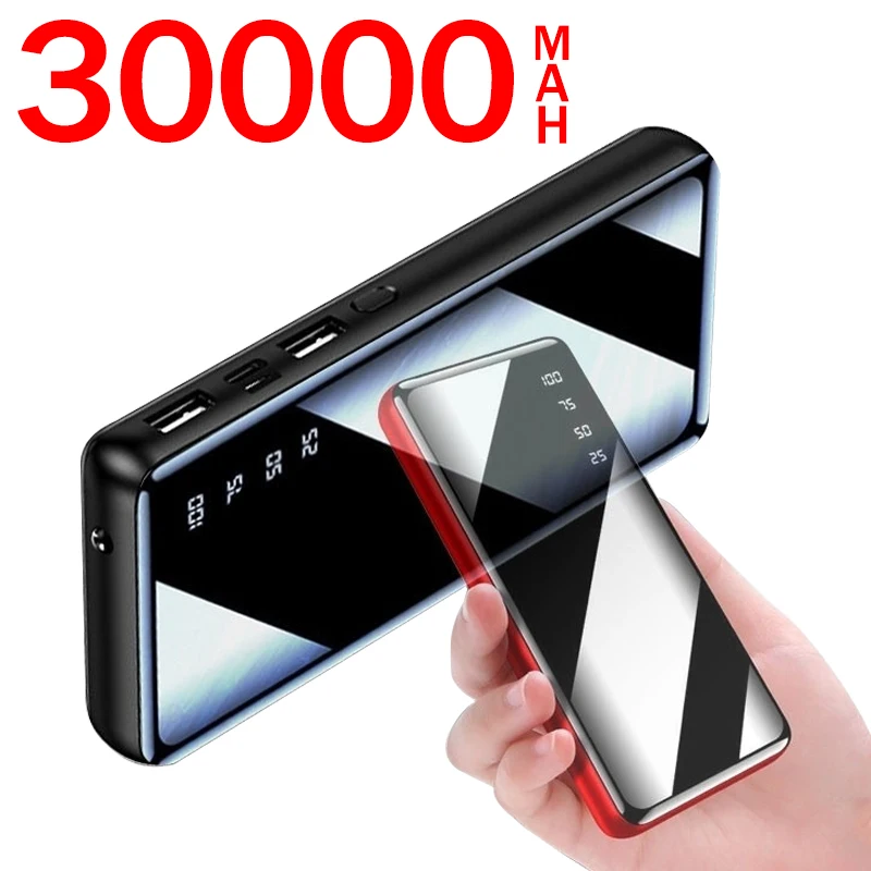 Мощность банк 30000 мАч Внешний Батарея зеркало Экран Портативный быстрой зарядки