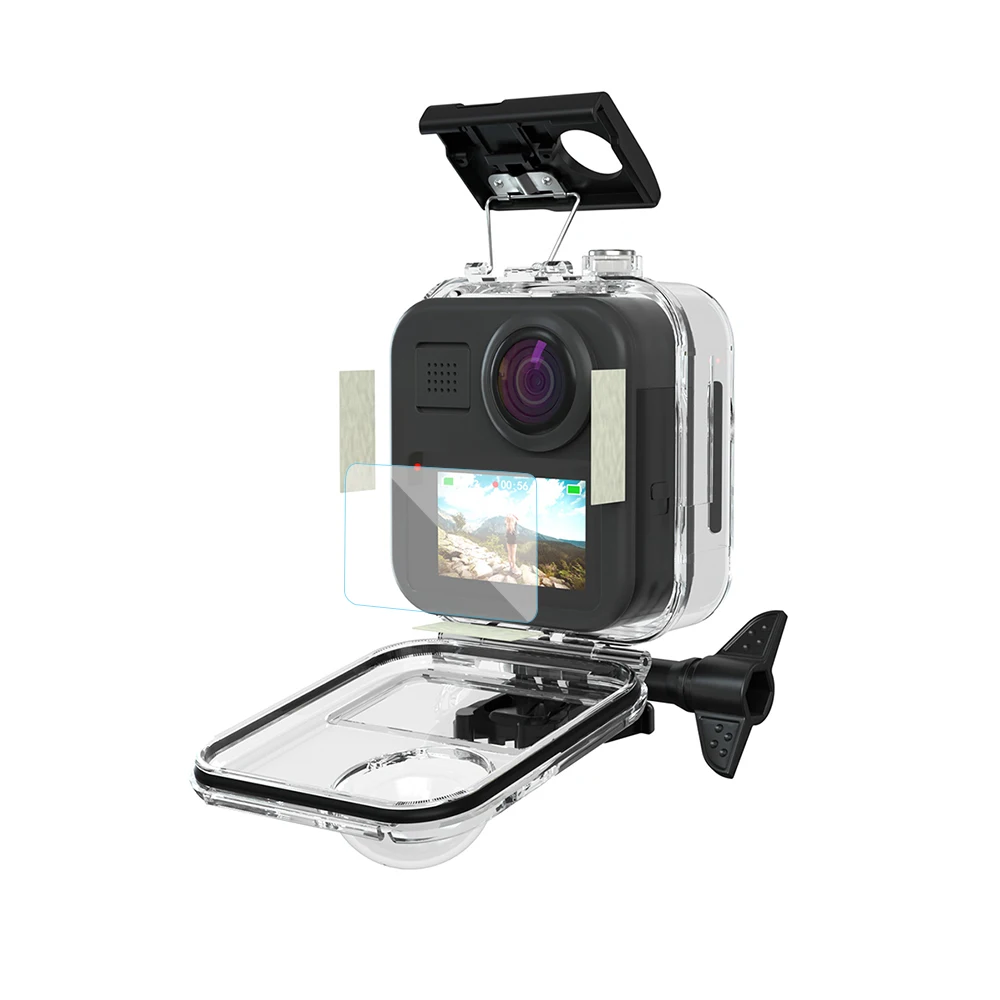 Цена Для GoPro Max водонепроницаемые чехлы Защитный чехол для Go Pro 360 панорамная Спортивная камера чехол для дайвинга закаленная пленка набор детале...