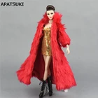 Комплект аксессуаров для кукол, зимнее очень длинное меховое пальто, модная одежда для кукольного домика Барби, парка, платье для кукол 16 BJD