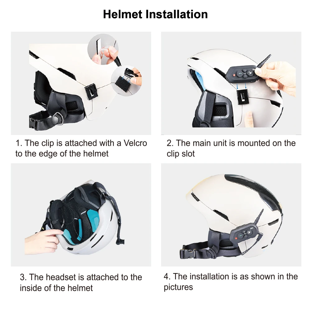SKI intercom For 2 Skier 1200m Wireless Intercomunicador Moto Waterproof Realtime Talking BT Interphone 500mAh Audio Intercom