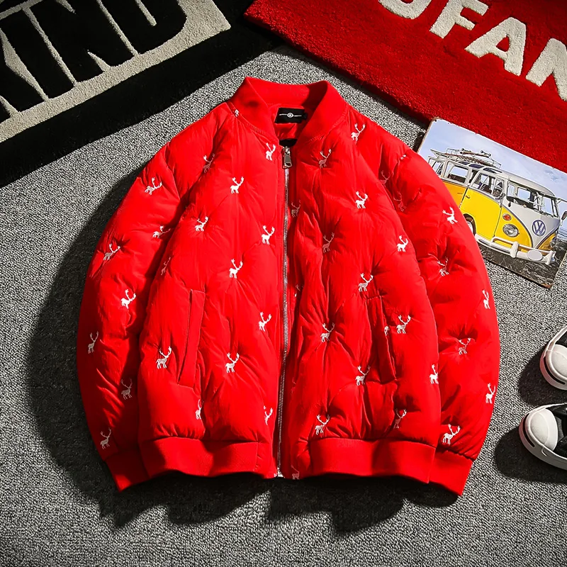 Liketkit мужские зимние винтажные куртки 2019 смешная вышивка хлопок Бейсбольный