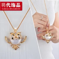 2021 spring new fashion temperament pendant opal owl sweater chain for women animal necklace gift party