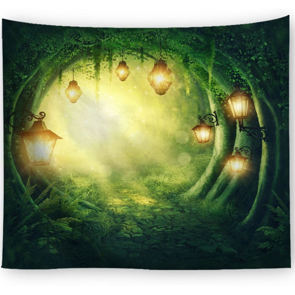 Психоделический гобелен с изображением деревьев настенный подвесной лесной