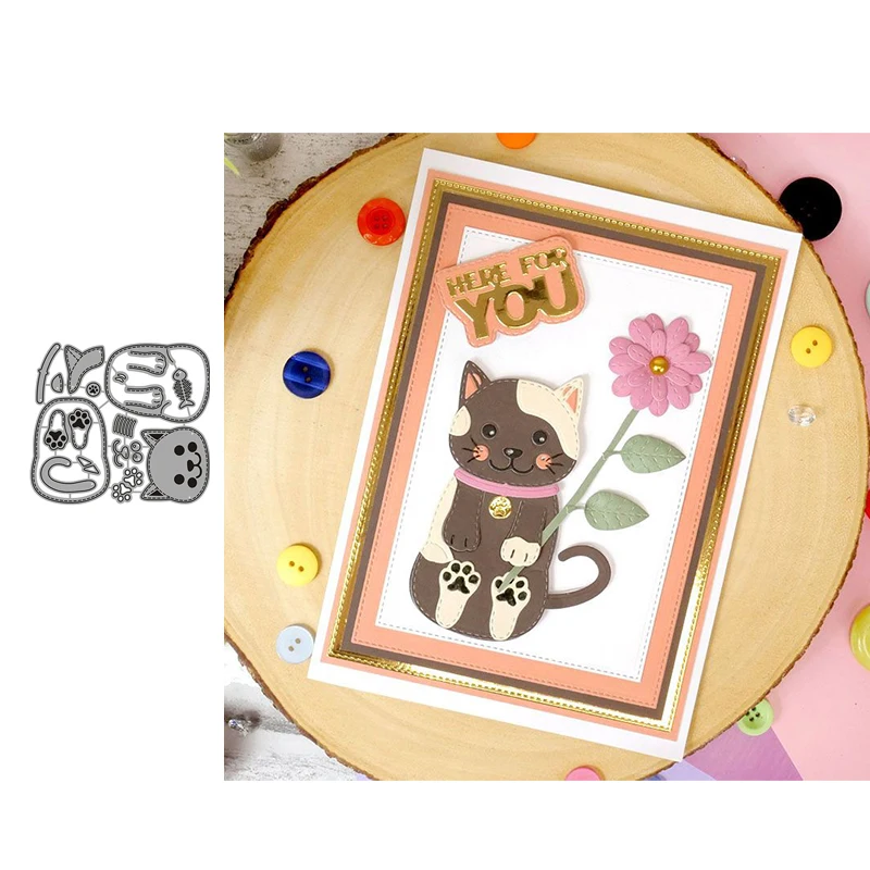 

Cat Avatar Frame Craft Mold Metal Cutting Dies for Scrapbooking Stencil Knife Mould Blade Punch Model Decoration Shape Template