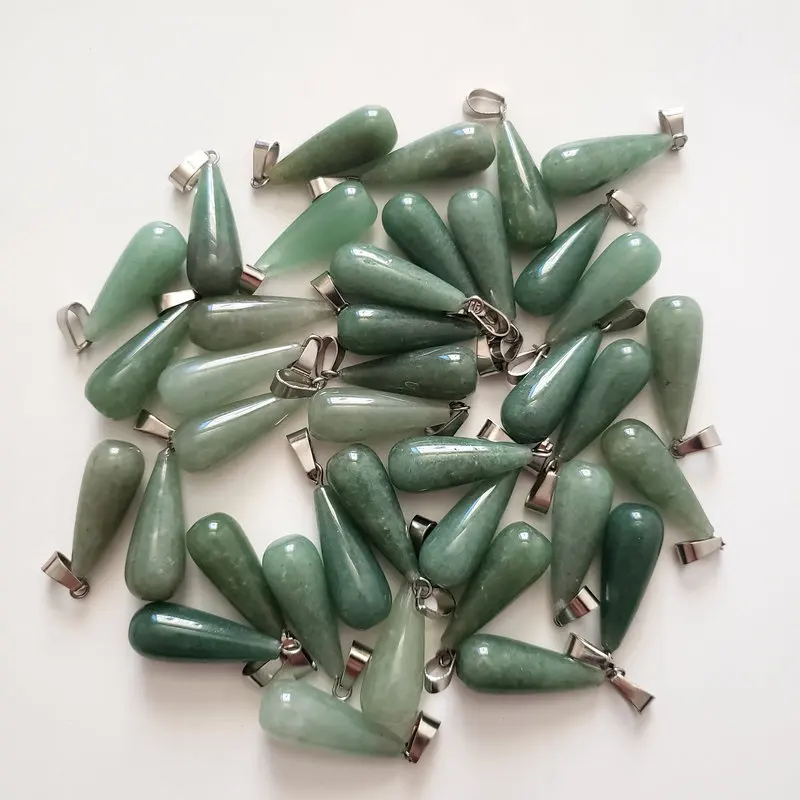 

Wholesale 50pcs/lot 2020 hot-selling Fashion green aventurine Natural Stone Water drop Charms pendant DIY Jewelry makeing