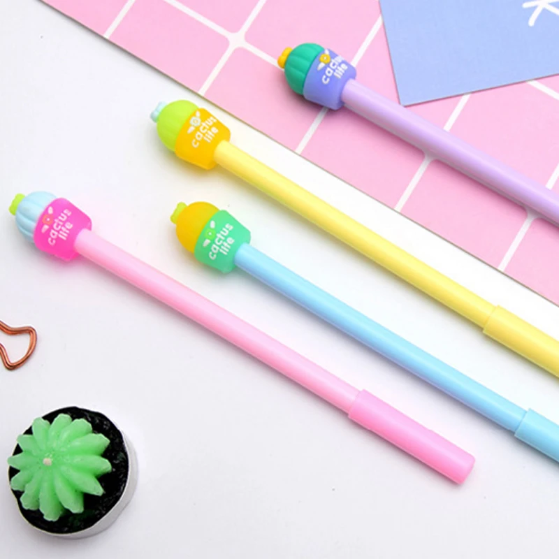 4pcs/lot 0.5mm black ink cute lovely cactus potting gel pen writing signing for school supplies stationery escolar |