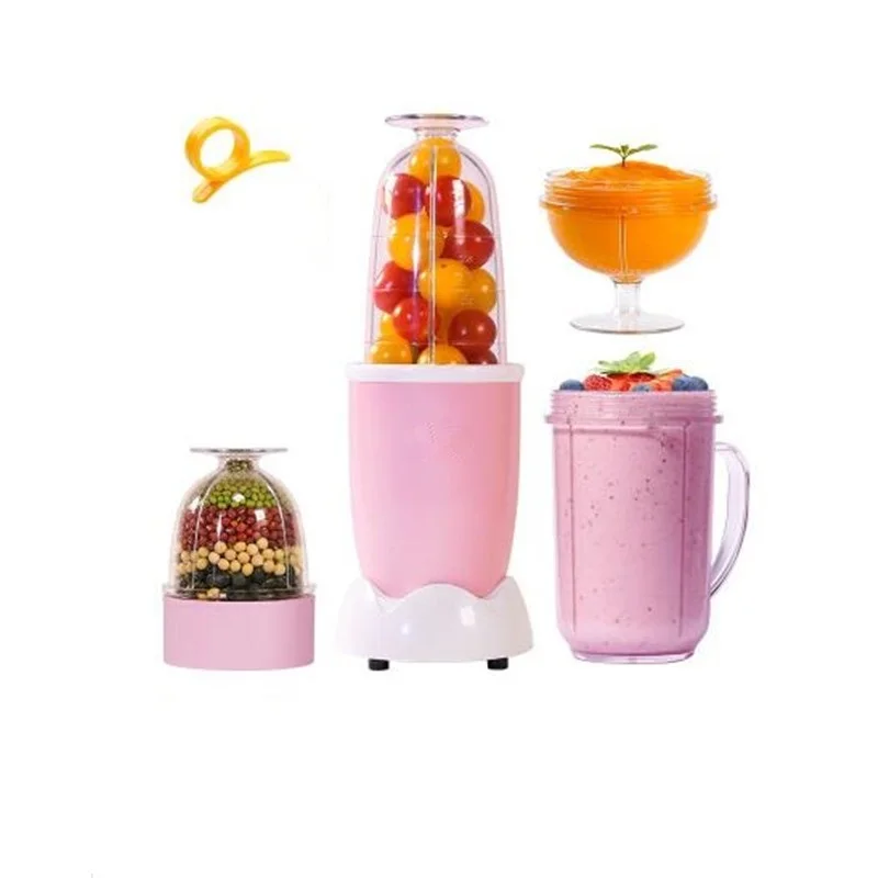 pink 4 cups 3 blades 220 В многофункциональная электрическая соковыжималка, мини бытовой автоматический блендер, соковыжималка, машина высокого качества, мини-соковыжималка с вилкой EU/AU/UK/US - Цвет: pink 4 cups 3 blades