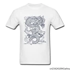 Футболка мужская с коротким рукавом, тканевая белая рубашка с китайским драконом и огнем в китайском стиле, одежда для фитнеса кунг-фу
