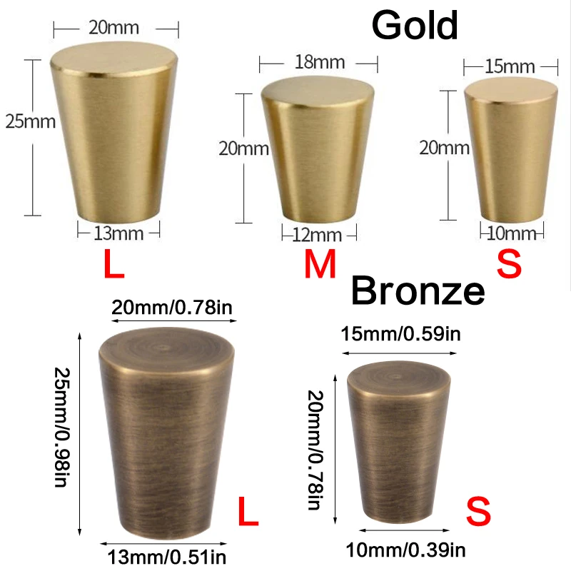 Конусная форма медные ручки для шкафа твердые ящика кухонный шкаф дверные