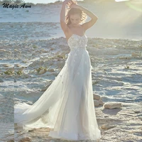 magic awn bohemian wedding dresses 2021 sweetheart flowers appliques illusion beach a line mariage gowns for women robes mariee