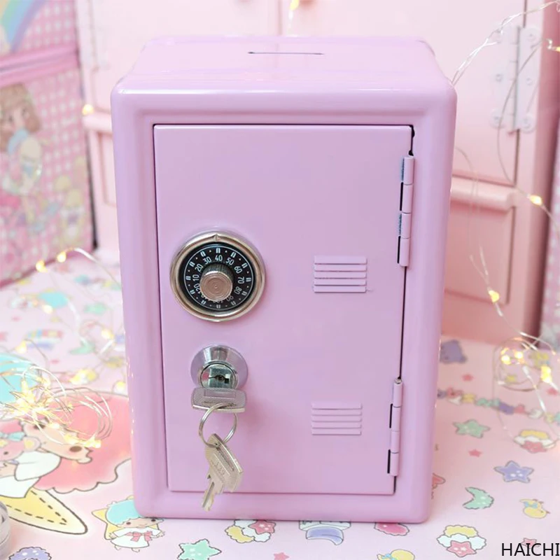 

Mini Dormitory Storage Cabinet Modern Ins For Girls Cute Safe Box Decorative Deposit Piggy Bank Metal Iron Home Decor