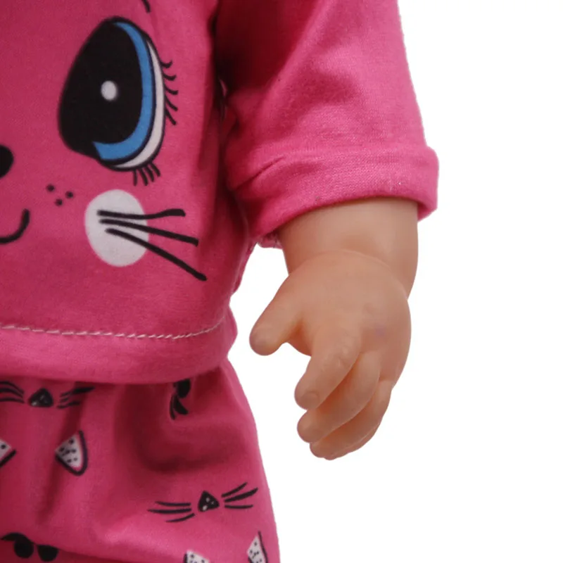Kitty Flamingo Pajamas Dress For 18 Inch American Doll Accessory Girl Toy 43 cm Baby New Born Clothes Accessories Our Generation images - 6