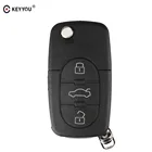 KEYYOU 3 кнопки флип чехол для ключа автомобиля оболочка брелок для Audi A2 A3 A4 A6 A8 TT CR2032 пустой дистанционный складной ключ Замена