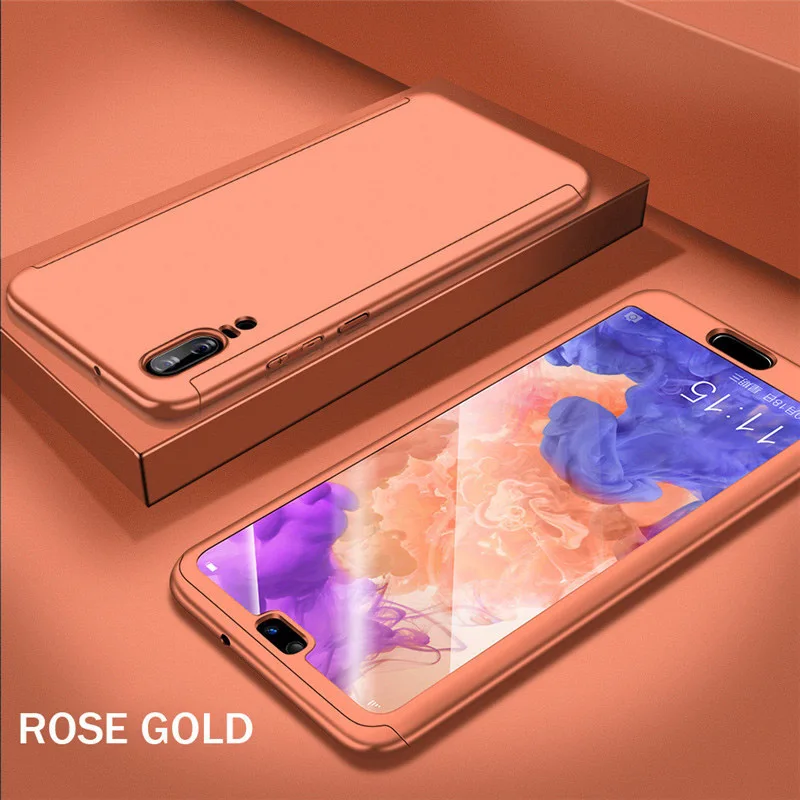 Чехол с закаленным стеклом для huawei Nova 2 Plus Nova 2S 2i 360 чехол с полным покрытием для huawei P8 P9 P10 Lite P20 Pro P Smart on - Color: Rose Gold