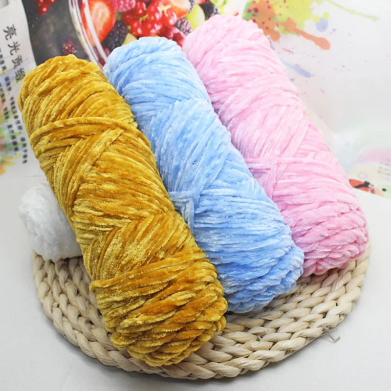 5pcs/lot Chenille Yarn for Knitting Anti-pilling Velvet Polyester Silk Cotton Blended Corchet Threads Cardigan Scarf - купить по