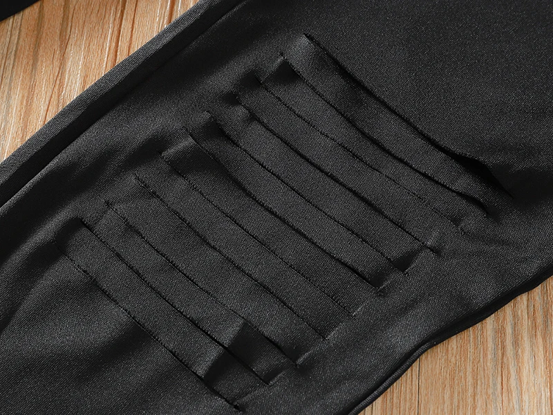 

Women Pencil Pants Casual Black Bottoming High Waist Slim Elastic Sexy Holes Slim Femme Trousers SJ4302M