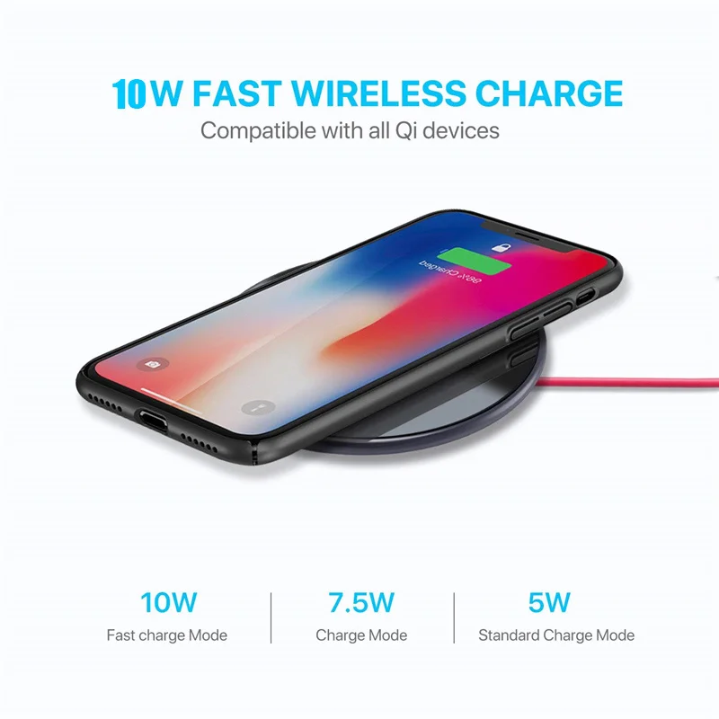 Ультратонкое Беспроводное зарядное устройство Qi 10 Вт для IPhone SE 2020 11 Pro X Max 8 Xiaomi Dock