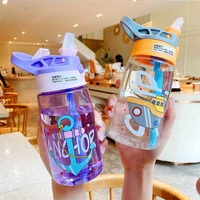 cartoon childrens water cup with straws outdoor portable leak proof creative multi color one key open water bottles