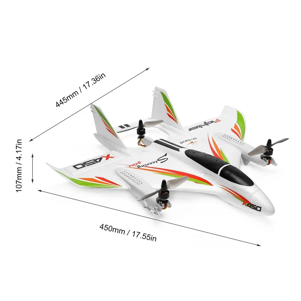

XK X450 3D Aerobatic RC Airplane 6 Channels Remote Control Vertical Takeoff Landing Fixed Wing Plane Helicopter Toys Drone