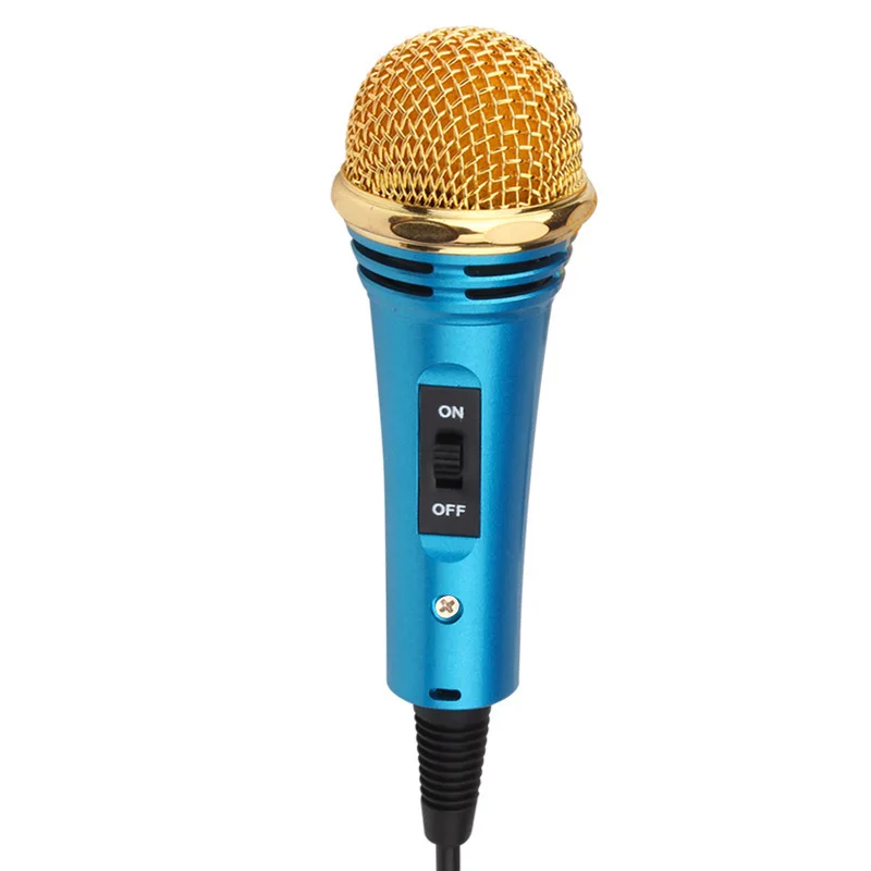 Blue microphone set Профессиональный караоке металлический микрофон совместим с iPhone/iPad Дети обучения музыкальный инструмент день рождения игрушки для девочек - Цвет: Blue microphone set