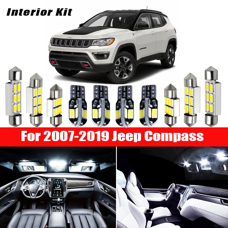 Светодиодный светильник для салона автомобиля 10 шт. лампа белого цвета Jeep Compass Map